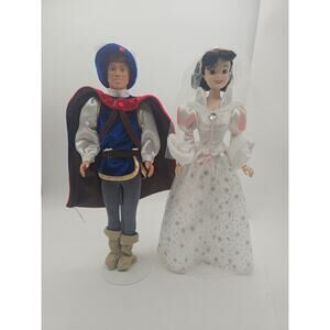 Vintage Disney Parks Classic Snow White And Prince Wedding Doll Set 12”